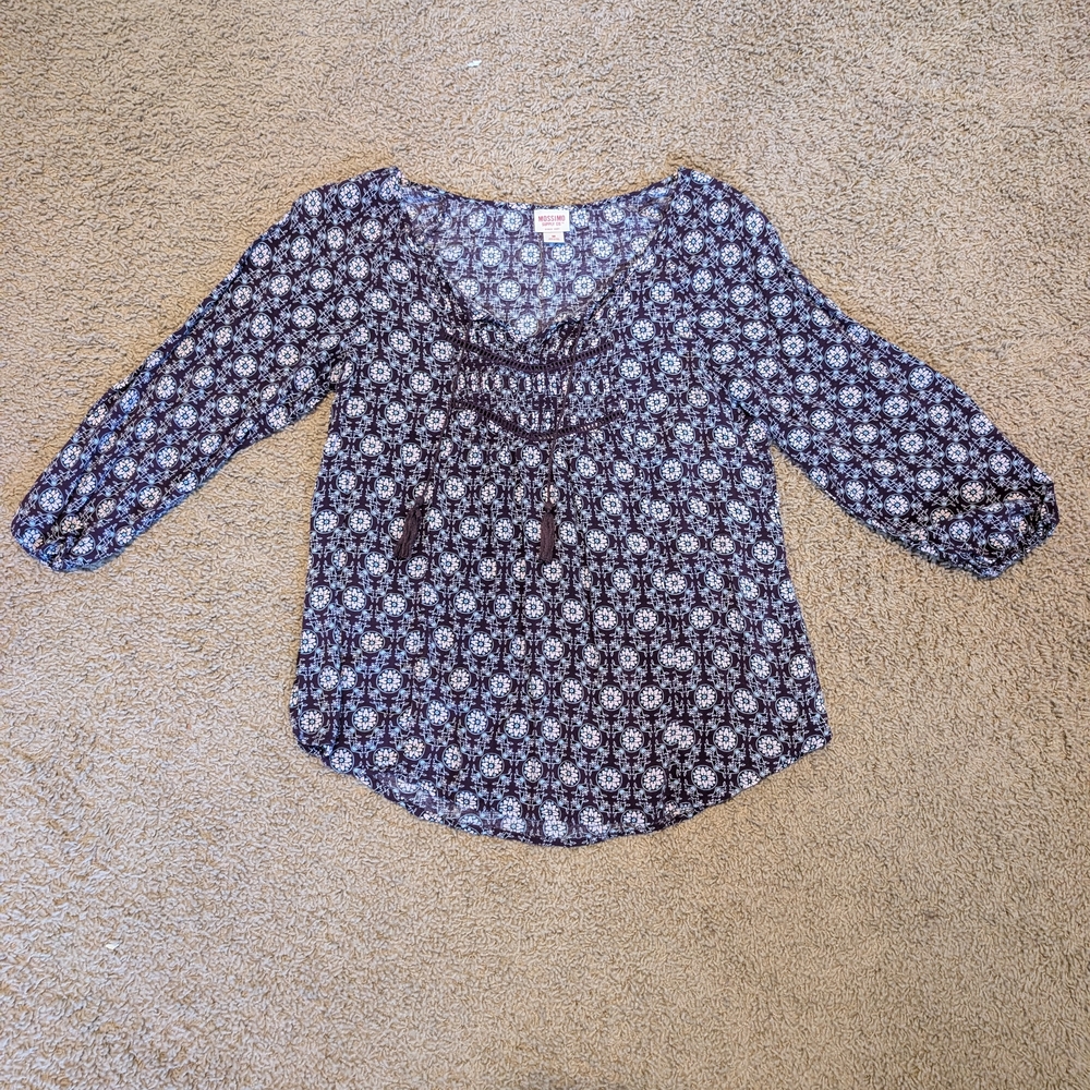 Mossimo Supply Co. Black and White Patterned Blouse